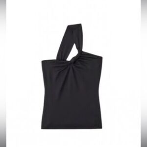 Abercrombie Women's Sleek Seamless Fabric One-Shoulder Twist Top in Black